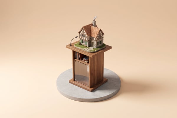 Un pupitre et une maison